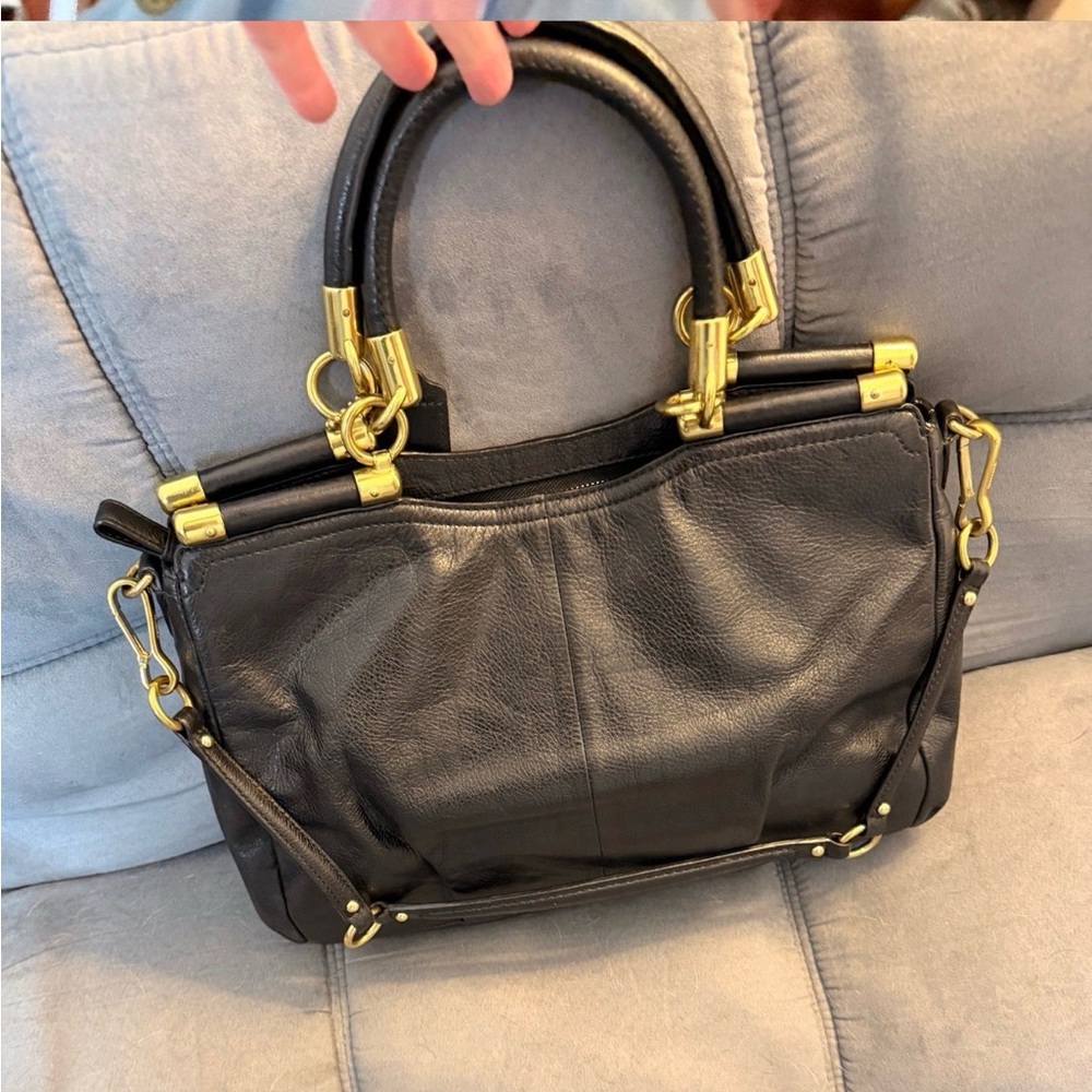 Coach Black Leather Shoulder Bag with Gold-Tone Hardware - Picture 3 of 3
